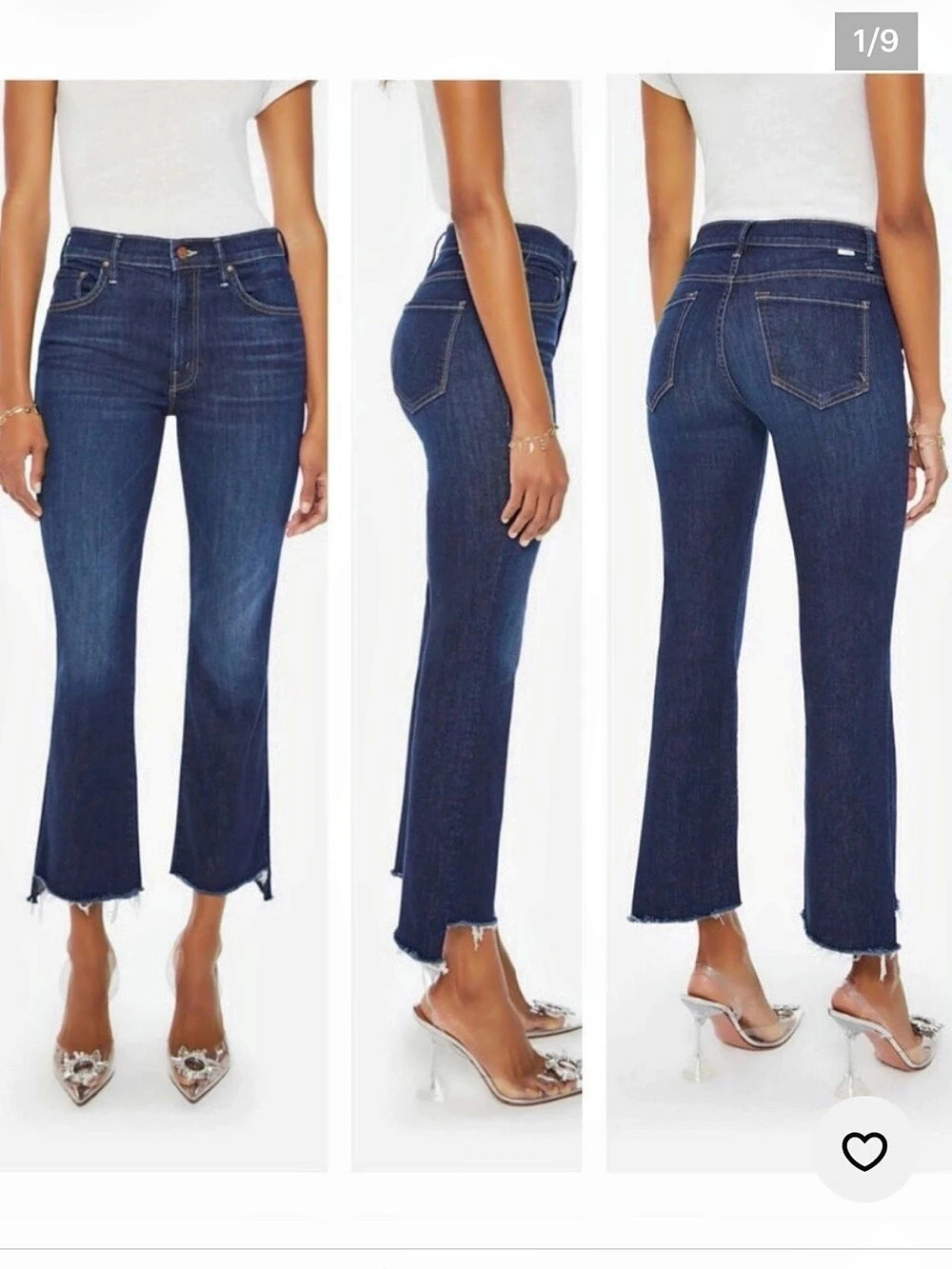 Mother The Insider Crop Step Fray Blue Frayed Hem Jeans Waist 31
